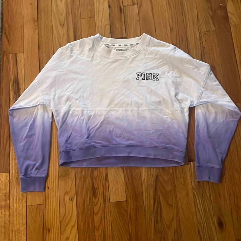 PINK cropped sweater white to purple ombré